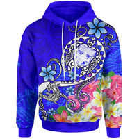 Fiji Hoodie Turtle Plumeria (Blue) Unisex Blue - Polynesian Pride