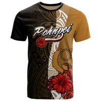 Pohnpei Micronesia T Shirt Coat Of Arms With Hibiscus Gold Unisex Art - Polynesian Pride