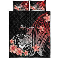 Pohnpei Quilt Bed Set - Red Polynesian Hibiscus Pattern Style - Polynesian Pride