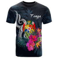 Tonga Polynesian T Shirt Tropical Flower Unisex Blue - Polynesian Pride