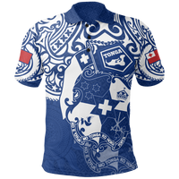 Tonga Polo Shirt Tongan FLag Coat Of Arms Pride (Bright Blue) Unisex BLUE - Polynesian Pride