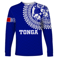 Tonga Long Sleeve Shirt Tongan Blue Turtle - LT12 Unisex Blue - Polynesian Pride