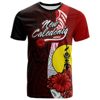 New Caledonia Polynesian T Shirt Coat Of Arm With Hibiscus Unisex Red - Polynesian Pride