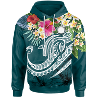 Marshall Islands Polynesian Hoodie Summer Plumeria (Turquoise) Unisex Turquoise - Polynesian Pride