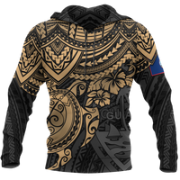 Guam Polynesian Hoodie Golden Turtle Unisex BROWN - Polynesian Pride
