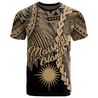 Marshall Islands Polynesian T Shirt Tribal Wave Tattoo Gold Unisex Gold - Polynesian Pride