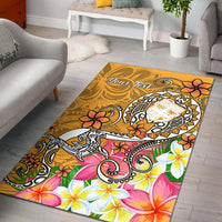Fiji Custom Personalised Area Rug - Turtle Plumeria (Gold) Gold - Polynesian Pride