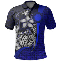 Northern Mariana Islands Polo Shirt Blue Turtle with Hook Unisex BLUE - Polynesian Pride