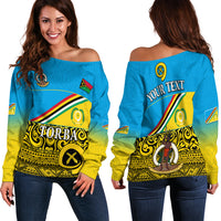 (Custom Personalised) Torba Province Off Shoulder Sweater Vanuatu Proud LT13 Blue - Polynesian Pride