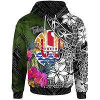 Tahiti Hoodie Turtle Plumeria Banana Leaf Unisex Black - Polynesian Pride