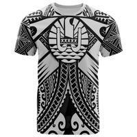 Tahiti T Shirt White Seal with Polynesian Tattoo Unisex Art - Polynesian Pride