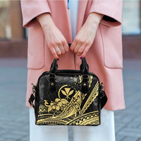 Hawaii Humpback Whale With Hibiscus Tribal Gold Shoulder Handbag - LT12 - Polynesian Pride