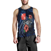 Wallis and Futuna Polynesian Men Tank Top - Blue Turtle Hibiscus - Polynesian Pride