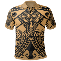 Kosrae Custom Polo Shirt Gold Seal with Polynesian Tattoo Unisex Gold - Polynesian Pride