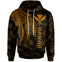 Polynesian Hawaii Kanaka Maoli Hoodie Polynesian Wings (Golden) Unisex Golden - Polynesian Pride