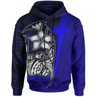Papua New Guinea Polynesian Hoodie Blue Turtle with Hook Unisex BLUE - Polynesian Pride