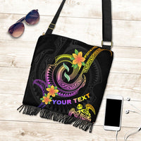 Polynesian Boho Handbag - Plumeria Flowers with Spiral Patterns Boho Handbag One Size Black - Polynesian Pride