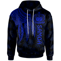 Samoa Hoodie Polynesian Wings (Blue) Unisex Blue - Polynesian Pride