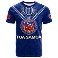 Toa Samoa Samoan Warrior – Custom Rugby T-Shirt – LT12 Blue - Polynesian Pride