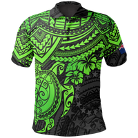 Cook Islands Polo Shirt Kuki Airani Flag Green Turtle Hibiscus Unisex Yellow - Polynesian Pride
