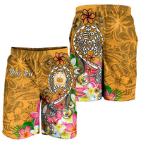 Samoa Custom Personalised Men's Shorts - Turtle Plumeria (Gold) - Polynesian Pride