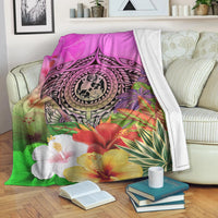 Tonga Premium Blanket - Manta Ray Tropical Flowers - Polynesian Pride