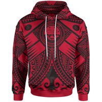 FSM Hoodie Red Seal with Polynesian Tattoo Unisex Red - Polynesian Pride