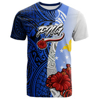 Papua New Guinea Polynesian T shirt Coat Of Arm With Hibiscus Blue Unisex Blue - Polynesian Pride