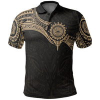 Samoa Polynesian Polo Shirt Gold Heart Shield Unisex GOLD - Polynesian Pride