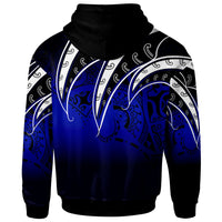 Kosrae Hoodie Tropical Leaf Gradient Blue Style - Polynesian Pride