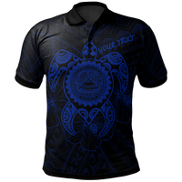 American Samoa Polynesian Custom Polo Shirt Vintage Polynesian Turtle (Blue) Unisex Blue - Polynesian Pride