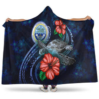 Federated States Of Micronesia Polynesian Hooded Blanket - Blue Turtle Hibiscus Hooded Blanket Blue - Polynesian Pride
