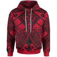 Kosrae Custom Hoodie Red Seal with Polynesian Tattoo Unisex Red - Polynesian Pride