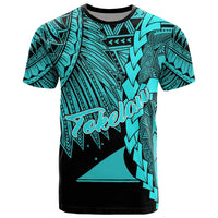 Tokelau Polynesian T Shirt Tribal Wave Tattoo Neon Blue Unisex Neon Blue - Polynesian Pride