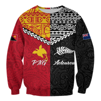 Papua New Guinea Combine New Zealand Maori Aotearoa Heritage Sweatshirt - LT12 Unisex Red - Polynesian Pride
