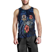 Vanuatu Polynesian Men Tank Top - Blue Turtle Hibiscus - Polynesian Pride