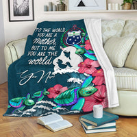 (Custom Personalised) Samoa Mothers Day With Green Turtle Blanket - LT12 White - Polynesian Pride