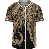 Pohnpei Polynesian Baseball Shirt - Tribal Wave Tattoo Gold Unisex Gold - Polynesian Pride