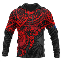 Marshall Islands Polynesian Hoodie Red Turtle Unisex Red - Polynesian Pride