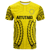 Custom Cook Islands Aitutaki T Shirt Tribal Pattern LT12 Unisex Yellow - Polynesian Pride