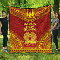 Papua New Guinea Premium Quilt - Papua New Guinea Coat Of Arms Polynesian Chief Red Version Red - Polynesian Pride