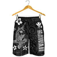 Hawaii Hammerhead Shark Hibiscus Hawaii Pattern Men Short - LT2 BLACK - Polynesian Pride