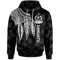 Vanuatu Hoodie Polynesian Wings (White) Unisex Blue - Polynesian Pride