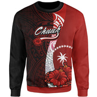 Chuuk Polynesian Sweater - Coat Of Arm With Hibiscus Unisex Red - Polynesian Pride