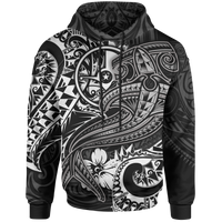 Yap Hoodie White Shark Polynesian Tattoo Unisex White - Polynesian Pride
