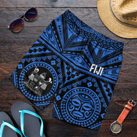 Fiji Men's Short - Fiji Seal With Polynesian Tattoo Style (Blue) - Polynesian Pride