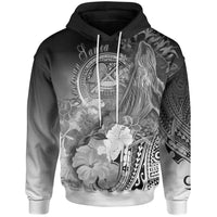 American Samoa Polynesian Hoodie Humpback Whale with Tropical Flowers (White) Unisex White - Polynesian Pride