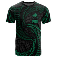 Papua New Guinea Polynesian All Over T Shirt Green Tribal Wave Unisex Green - Polynesian Pride