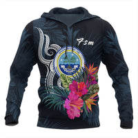 Federated States of Micronesia Hoodie Tropical Flower Unisex Blue - Polynesian Pride