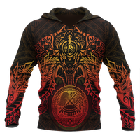 American Samoa Polynesian Hoodie Red Turtle Manta Ray Unisex RED - Polynesian Pride